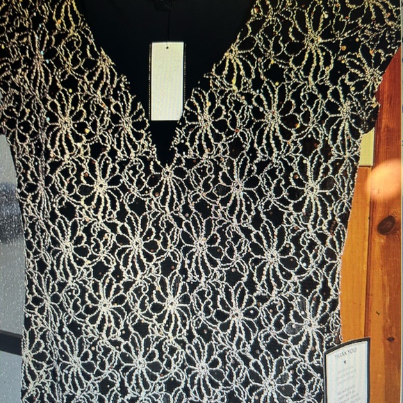 Connected Apparel Maxi Dress, size 10, Black with gold fabric - Picture 2 of 4